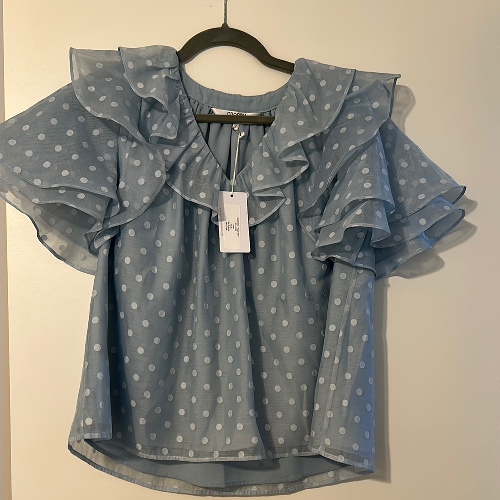 Blue polka dot blouse